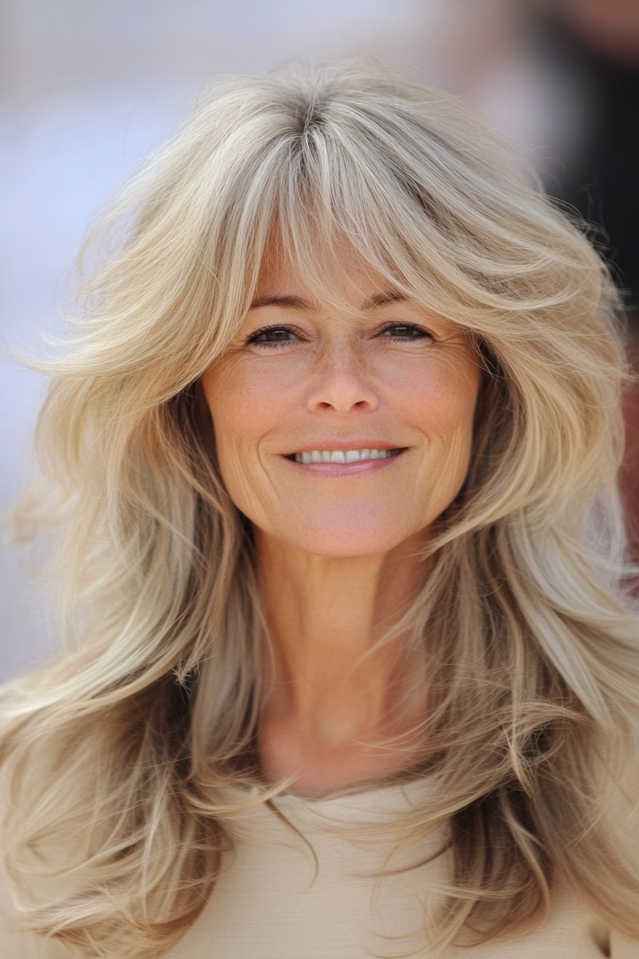 2. Layered Midi Cut in Sandy Blonde (Medium Length Haircuts For Older Women With Thin Hair) - Medium Length Haircuts For Older Women With Thin Hair