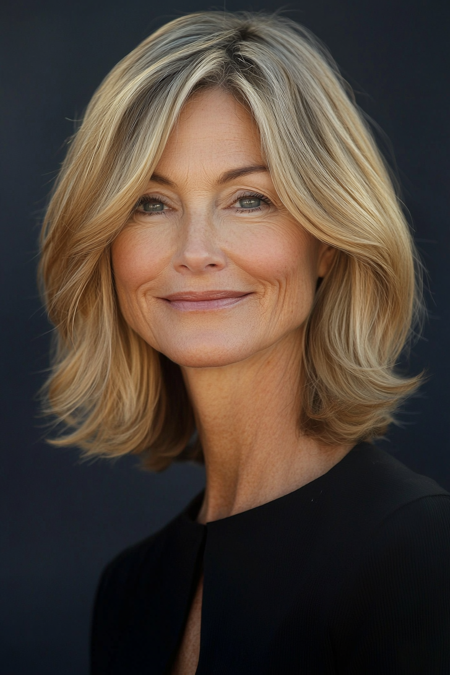 5. Blended Bob in Golden Blonde (Medium Length Haircuts For Older Women With Thin Hair) - Medium Length Haircuts For Older Women With Thin Hair
