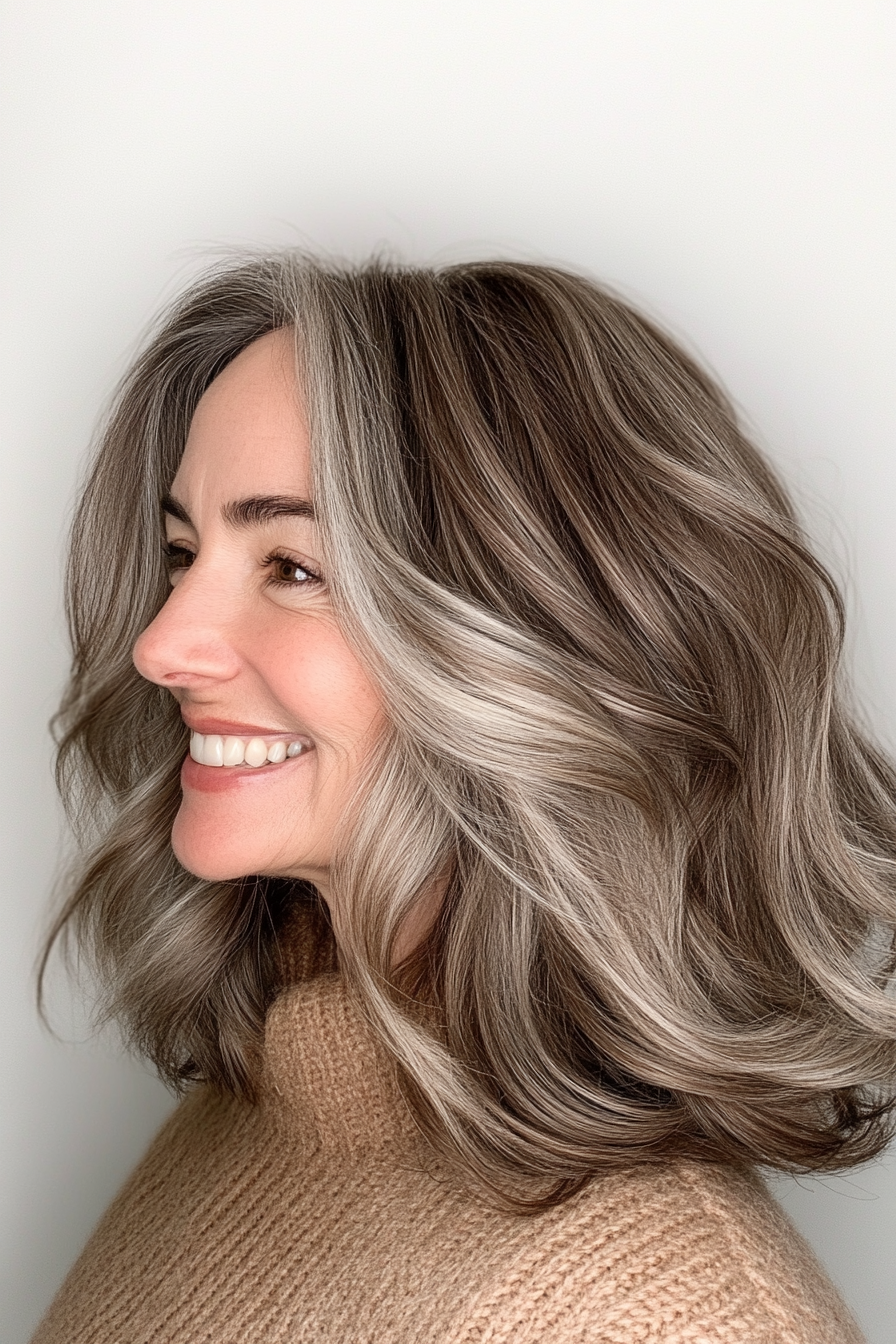 15. Undone Waves in Warm Brunette (Medium Length Haircuts For Older Women With Thin Hair) - Medium Length Haircuts For Older Women With Thin Hair