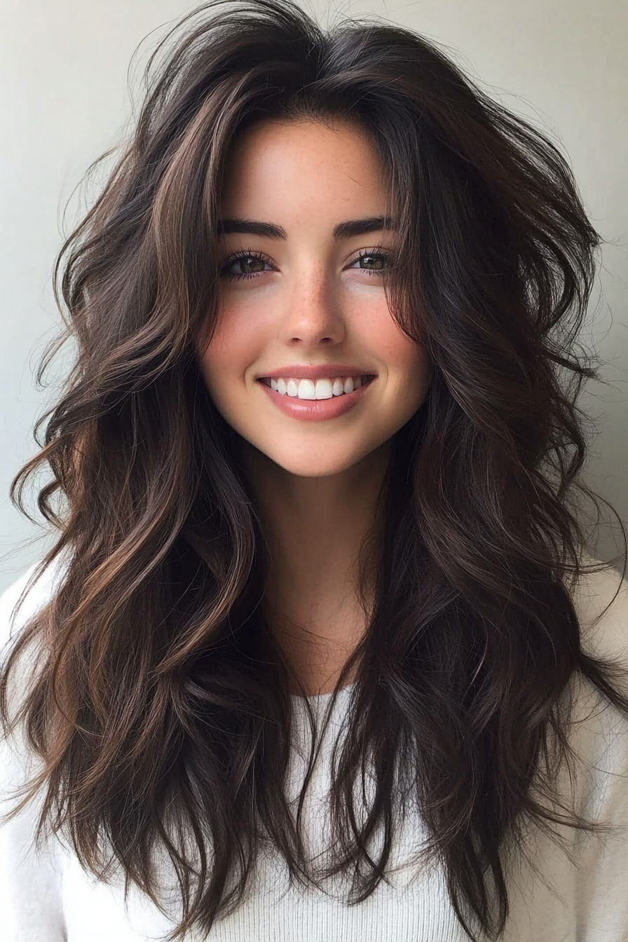 2. Shaggy Waves with Dark Chocolate Base (Messy Hairstyles) - Messy Hairstyles