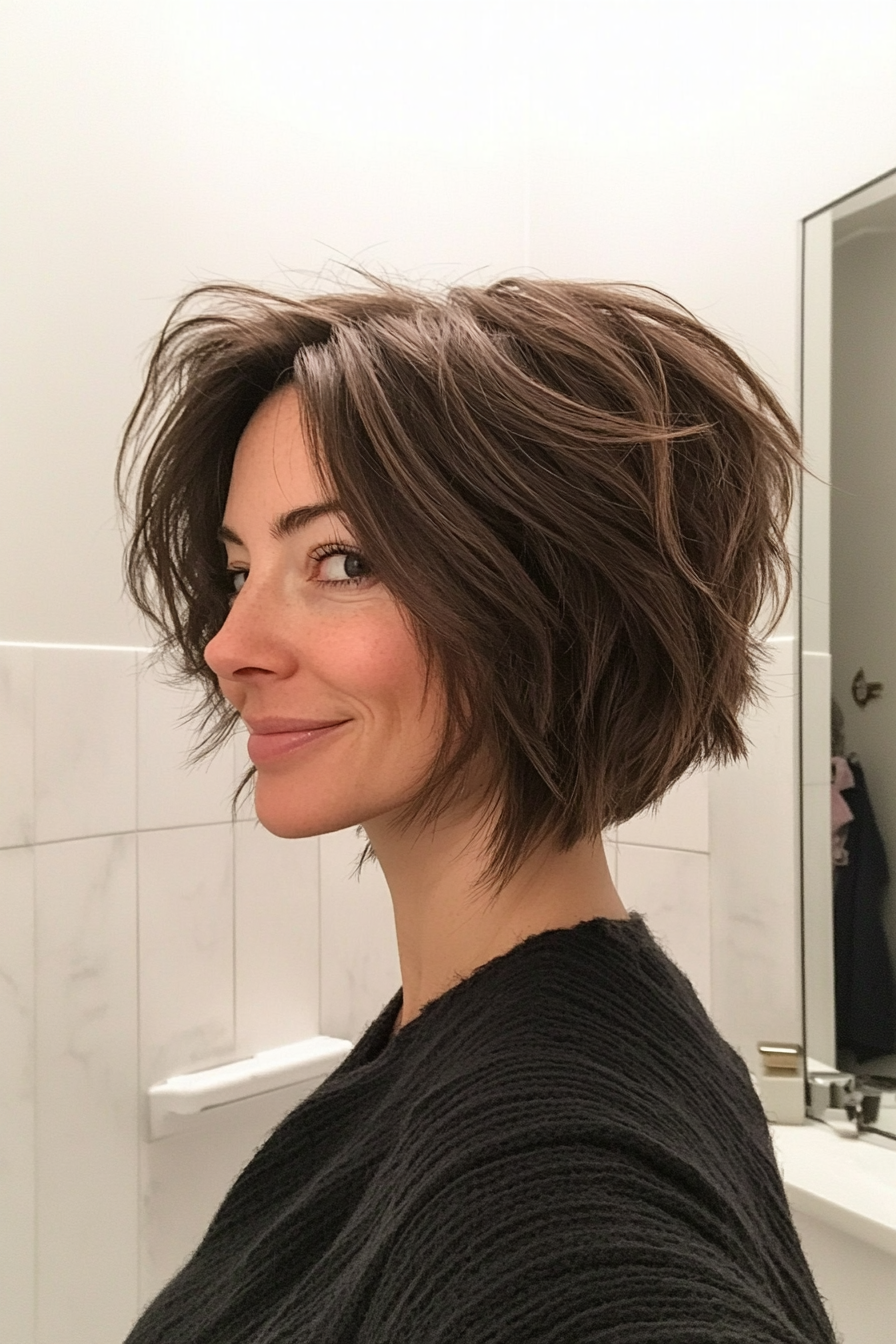 3. Textured Bob with Ash Brown Dimension (Messy Hairstyles) - Messy Hairstyles