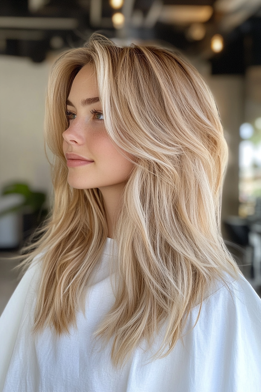 6. Beachy Mid-Length Layers in Golden Blonde (Messy Hairstyles) - Messy Hairstyles
