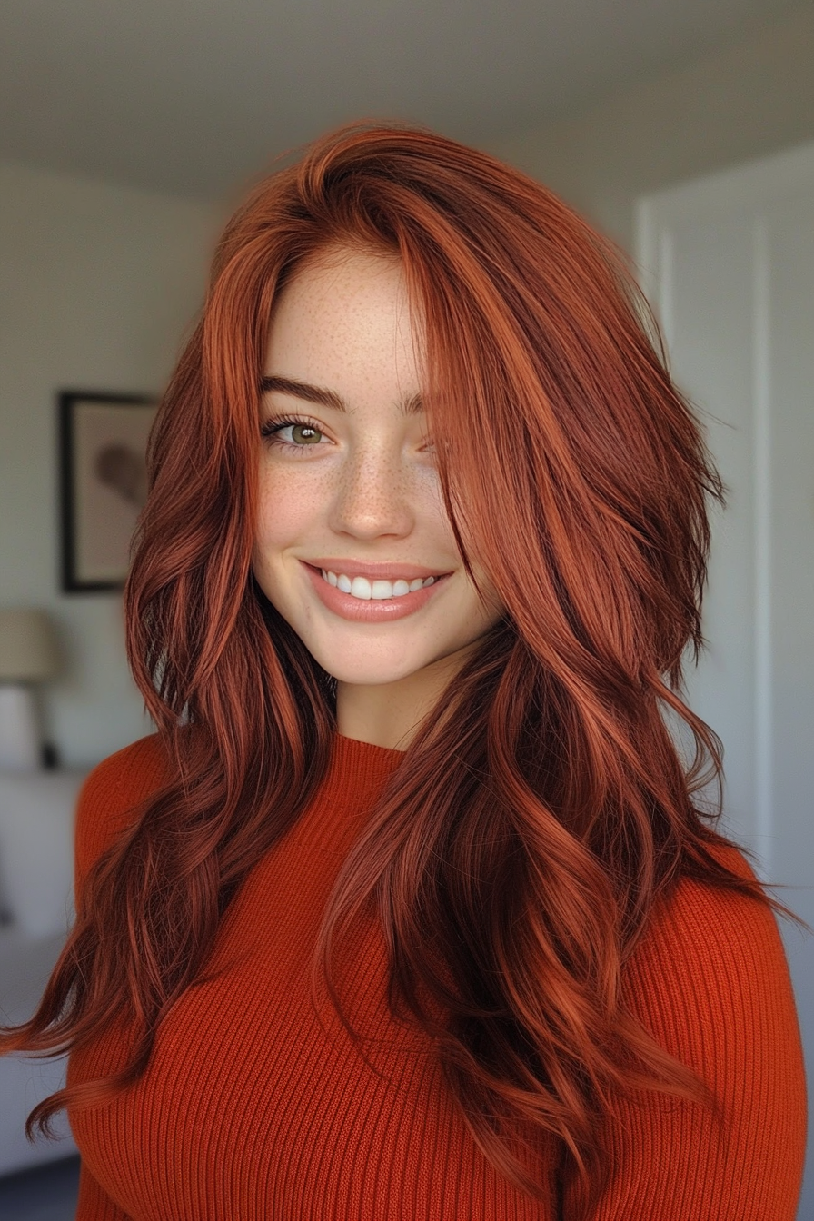 7. Choppy Shoulder Cut in Deep Auburn (Messy Hairstyles) - Messy Hairstyles