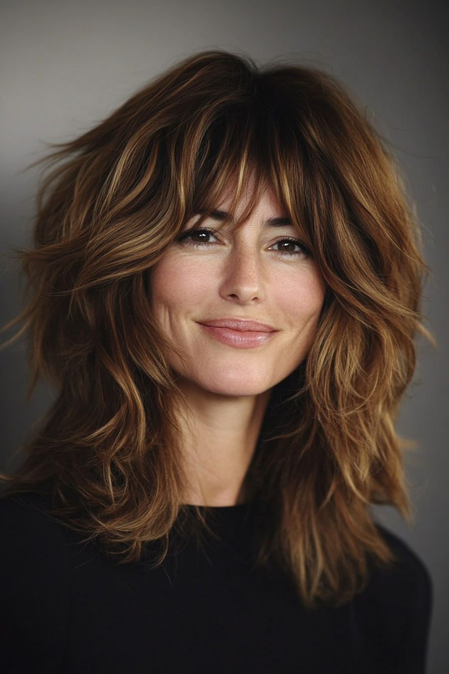 9. Messy Layered Shag in Caramel Brown (Messy Hairstyles) - Messy Hairstyles