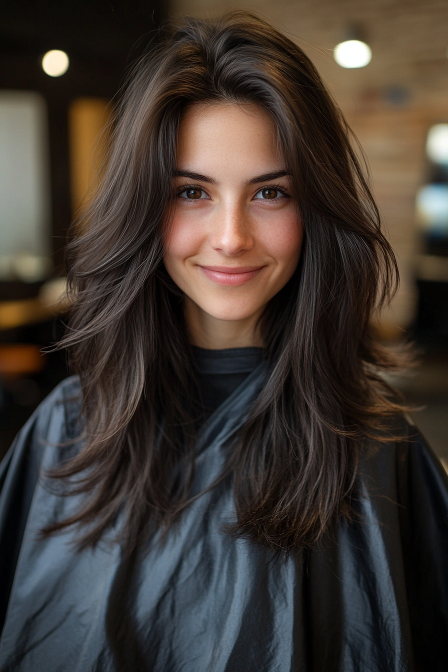 10. Air-Dried Long Layers in Soft Black (Messy Hairstyles) - Messy Hairstyles