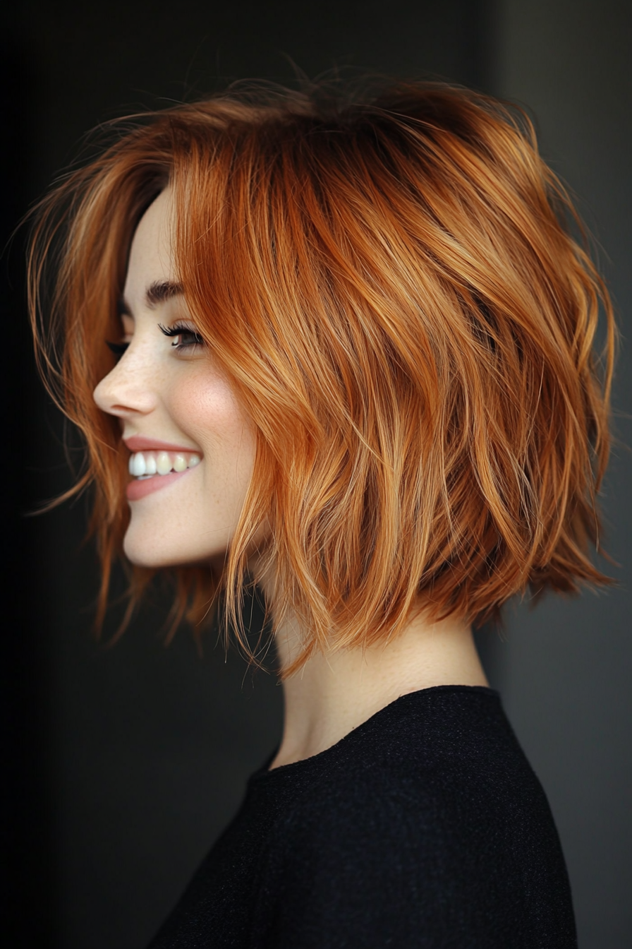 16. Casual Shag Bob in Medium Copper (Messy Hairstyles) - Messy Hairstyles