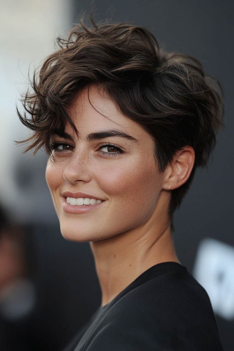 22. Messy Cropped Cut in Dark Mocha (Messy Hairstyles) - Messy Hairstyles