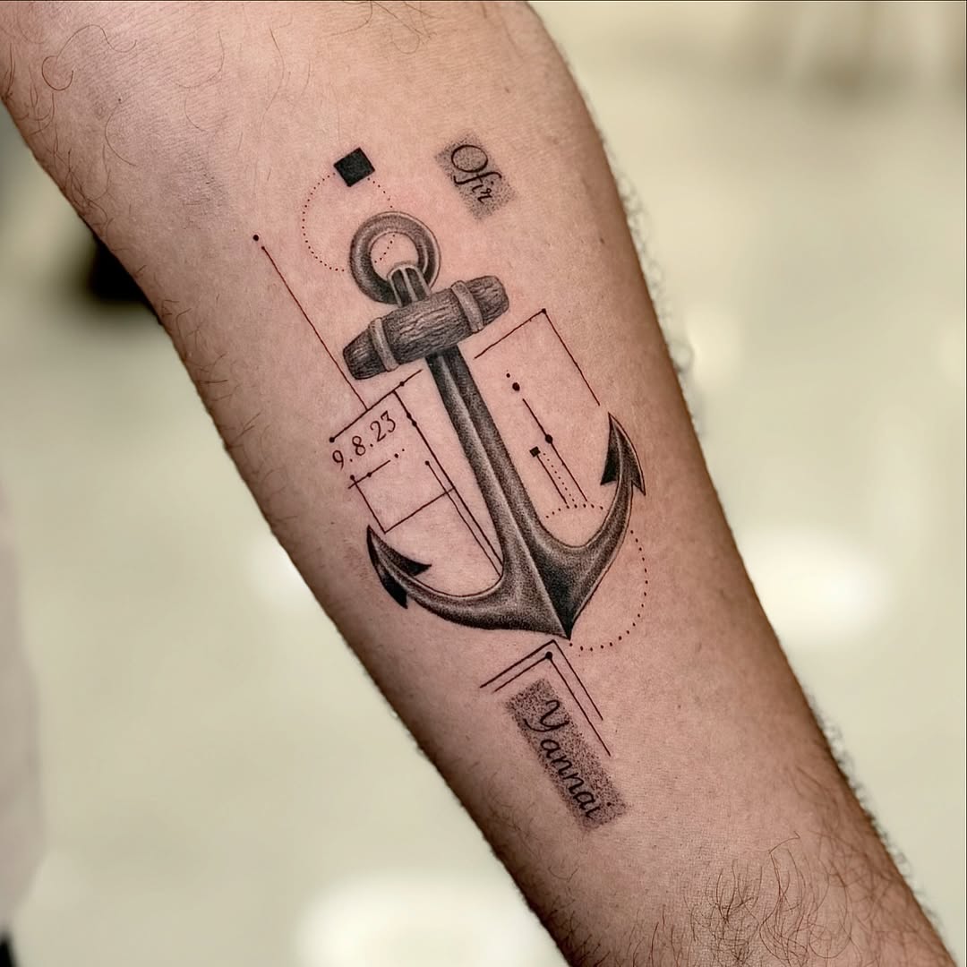 Detailed and artistic anchor tattoo design