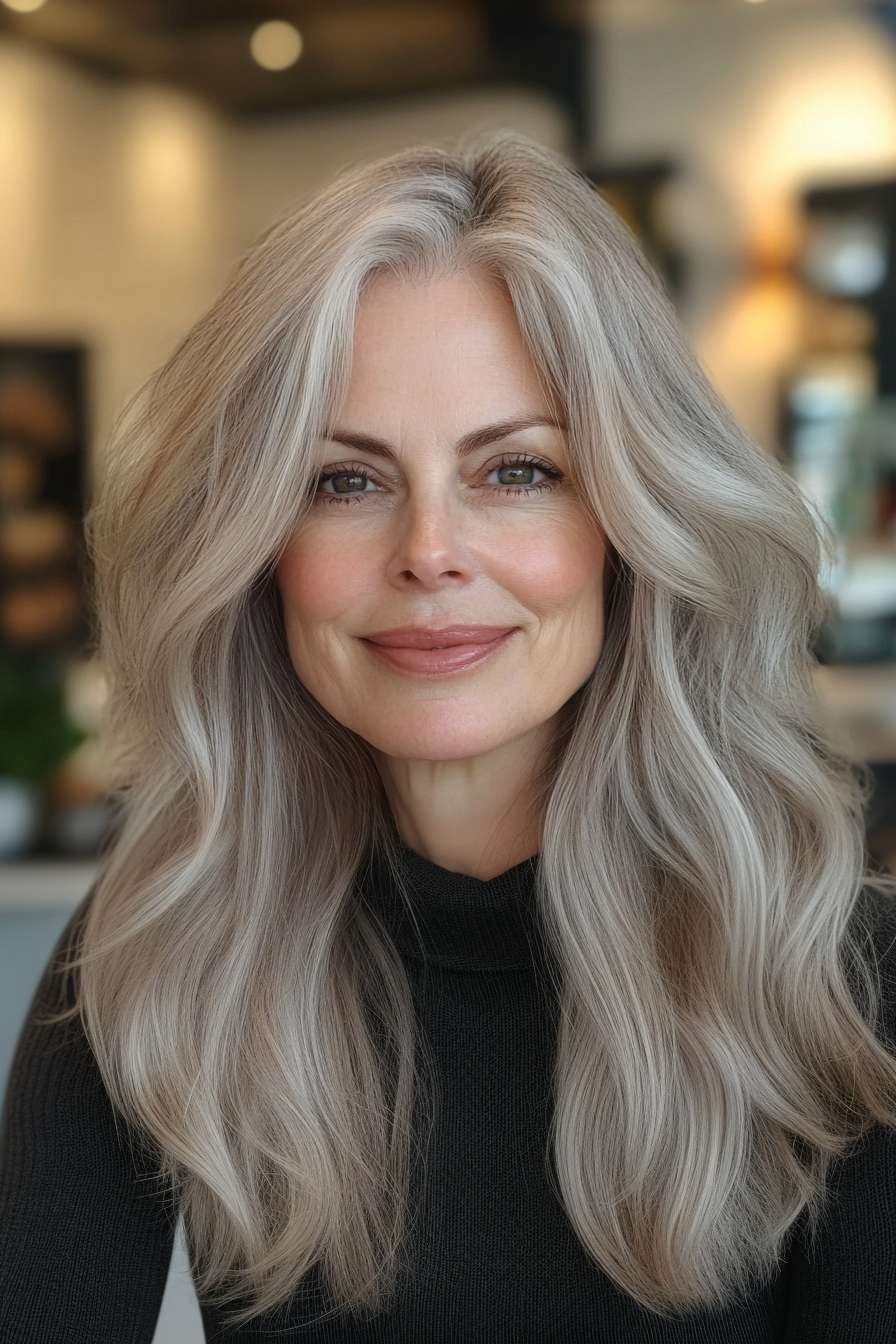 17. Wispy Layers with Dark Ash Blonde (Hairstyles For Women Over 50 With Wavy Hair) - Hairstyles For Women Over 50 With Wavy Hair