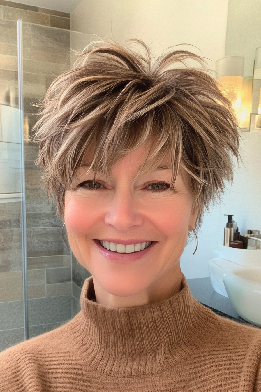 9. Shaggy Short Cut in Ash Brown (Short Stylish Hairstyles For Women Over 50) - Short Stylish Hairstyles For Women Over 50