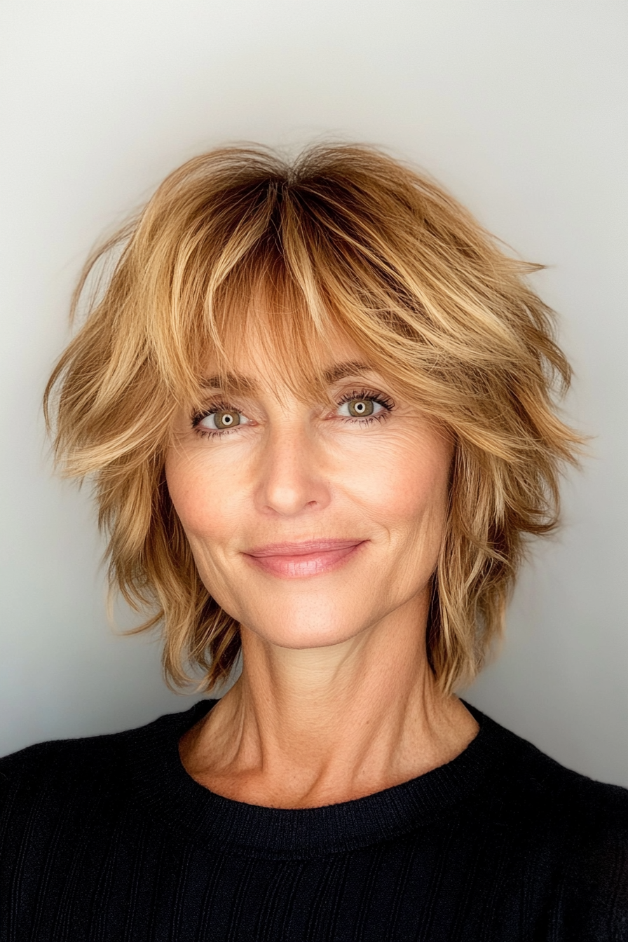 21. Mini Shag in Golden Blonde (Short Stylish Hairstyles For Women Over 50) - Short Stylish Hairstyles For Women Over 50