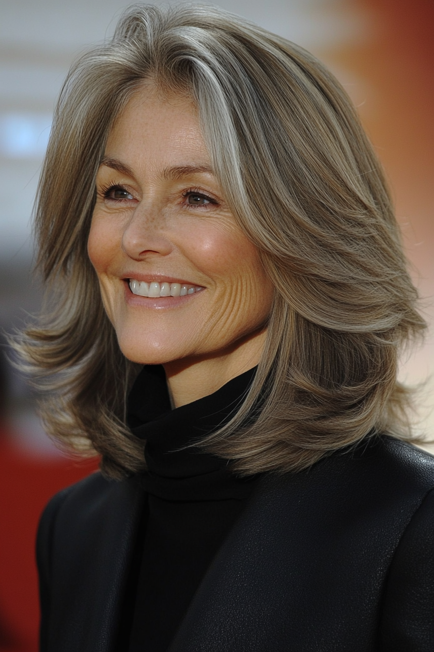 14. Airy Layers with Medium Brown (Shoulder Length Layered Haircuts For Older Women) - Shoulder Length Layered Haircuts For Older Women