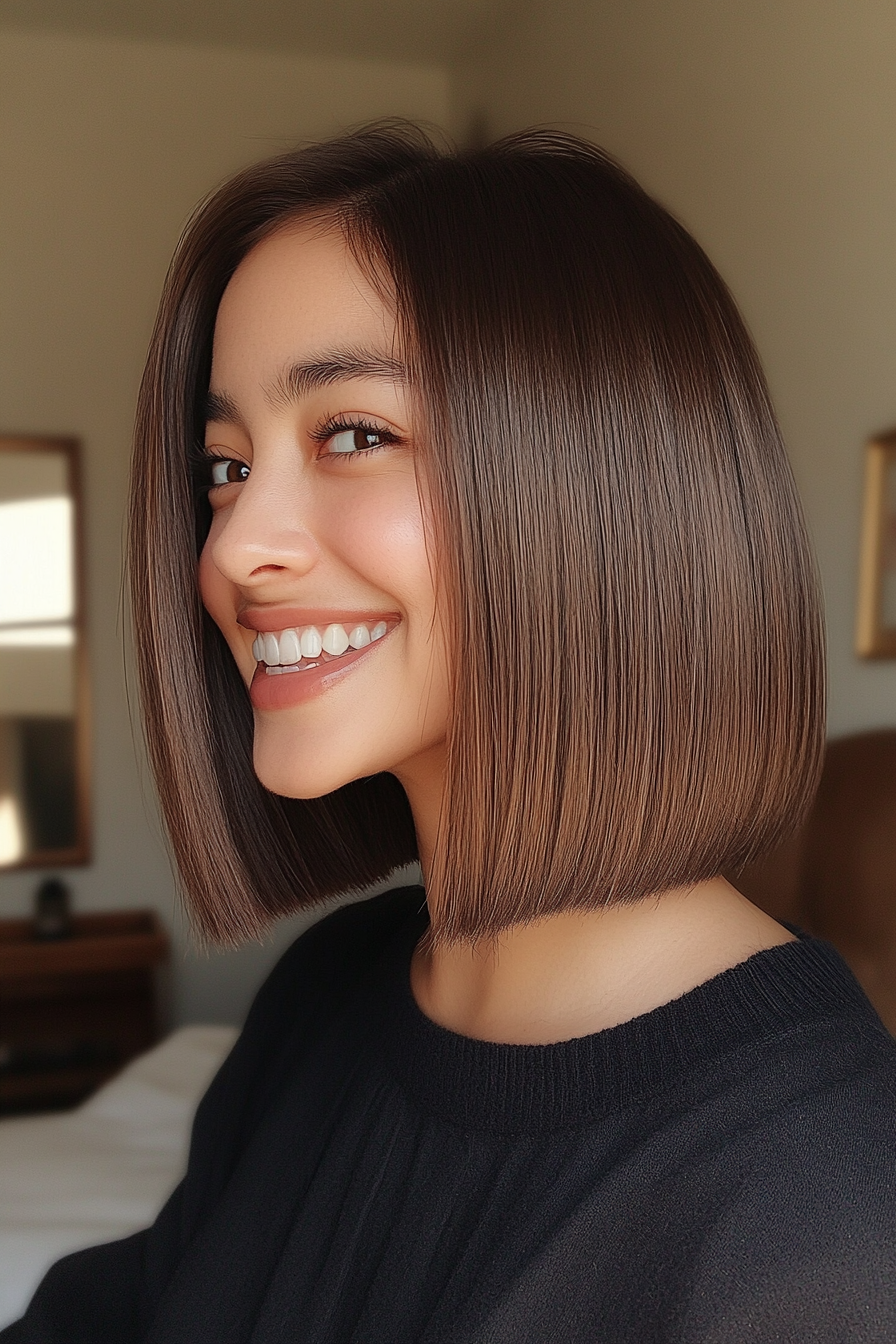 2. Blunt Espresso Bob with Subtle Shine (Straight Hair Haircuts) - Straight Hair Haircuts