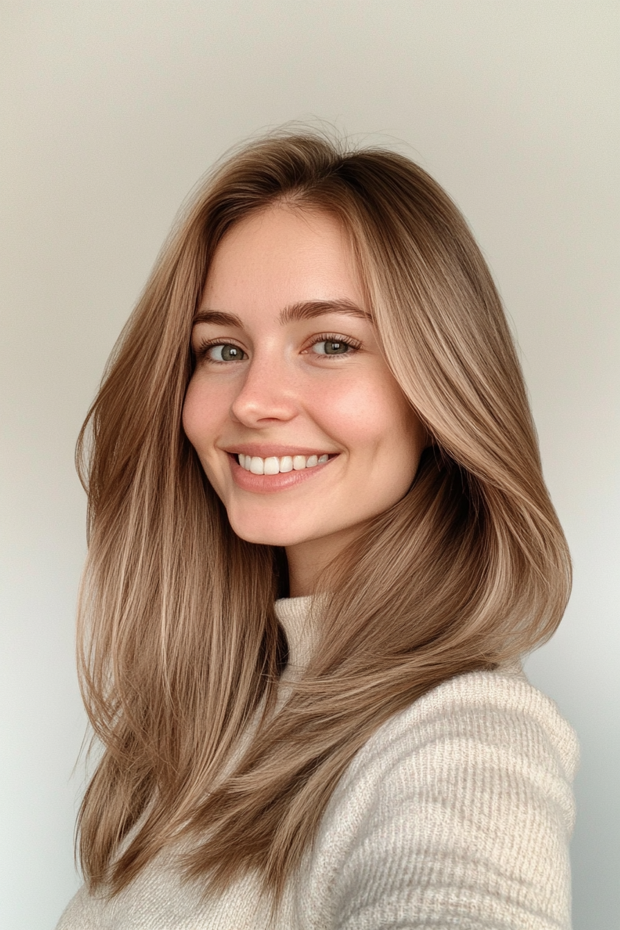 12. Fine Light Brown Layers with Side Sweep (Straight Hair Haircuts) - Straight Hair Haircuts