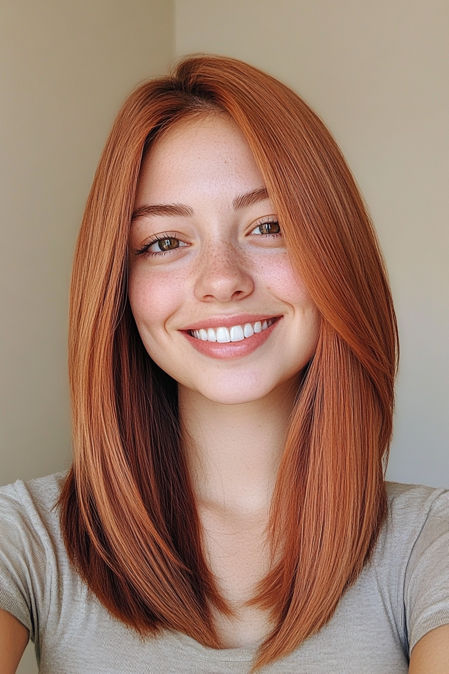 17. Straight Copper Cut with Rounded Ends (Straight Hair Haircuts) - Straight Hair Haircuts