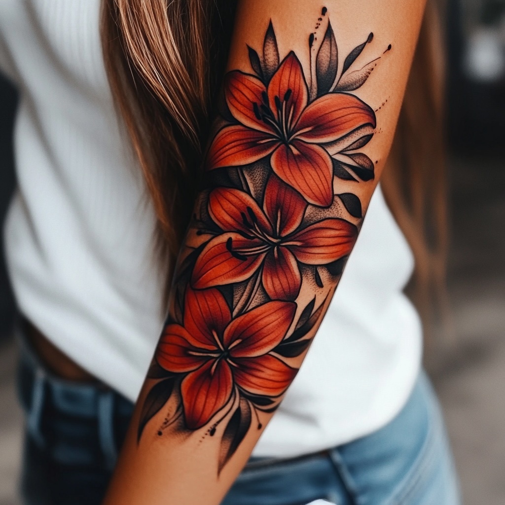 Red Lilies Sleeve