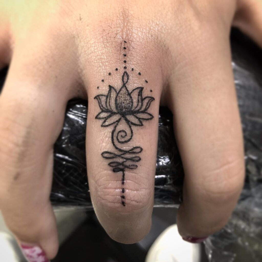Small Unalome Finger Tattoo