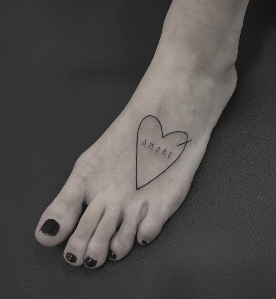 Amore Small Foot Tattoo