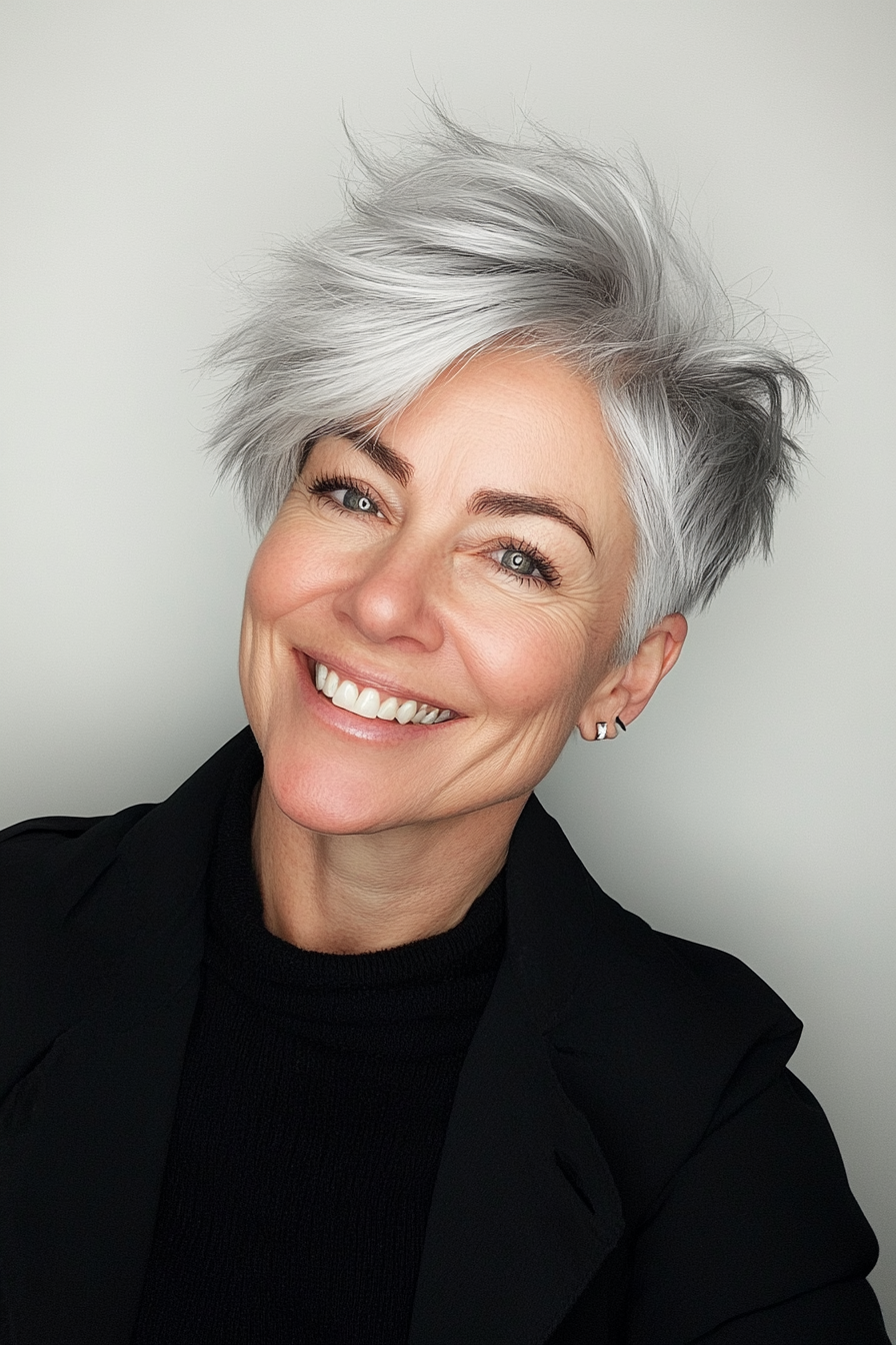 5. Icy Silver Cropped Cut with Tapered Sides (New Short Hairstyles For Women Over 40) - New Short Hairstyles For Women Over 40