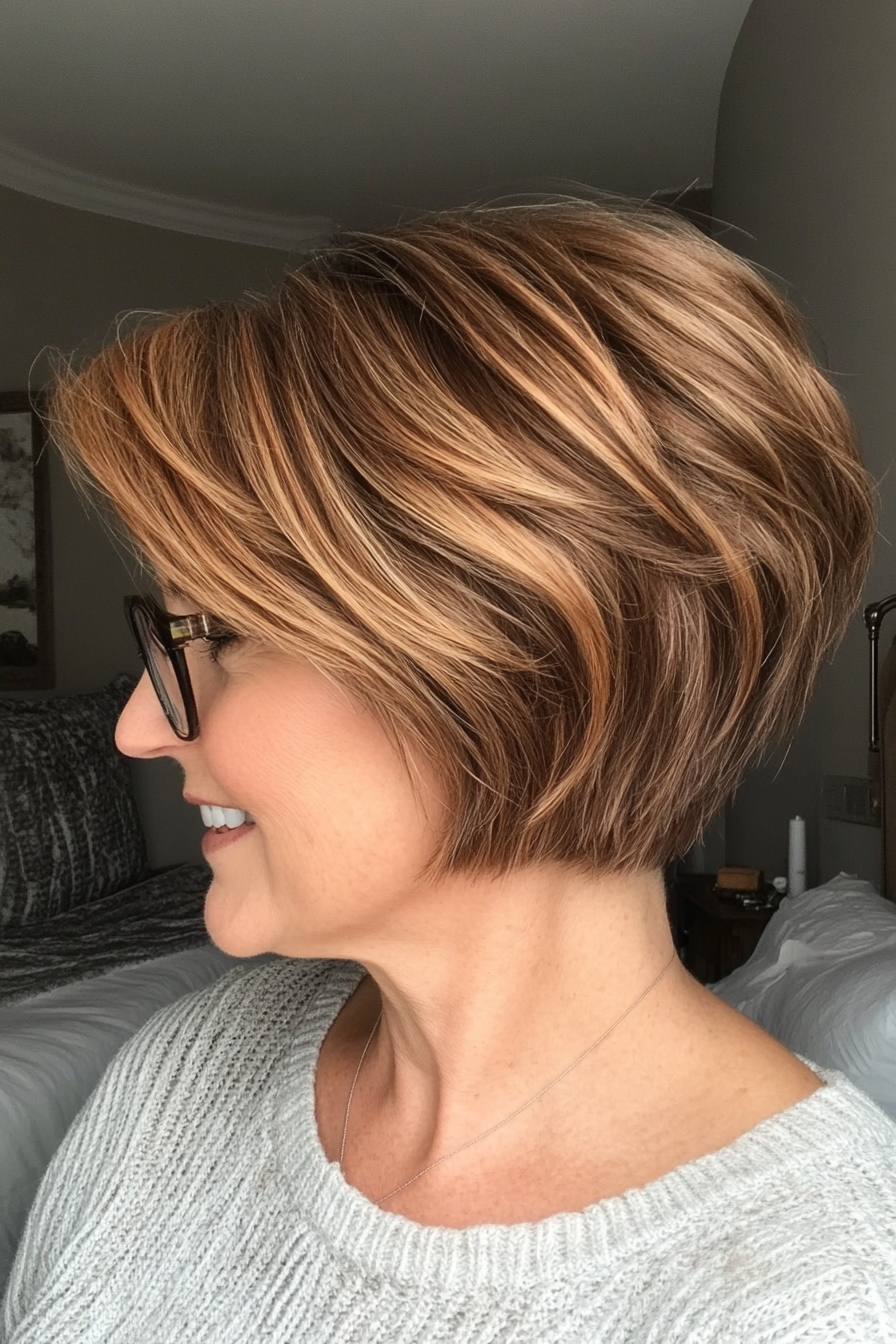 14. Golden Brown Choppy Crop with Lifted Crown (New Short Hairstyles For Women Over 40) - New Short Hairstyles For Women Over 40