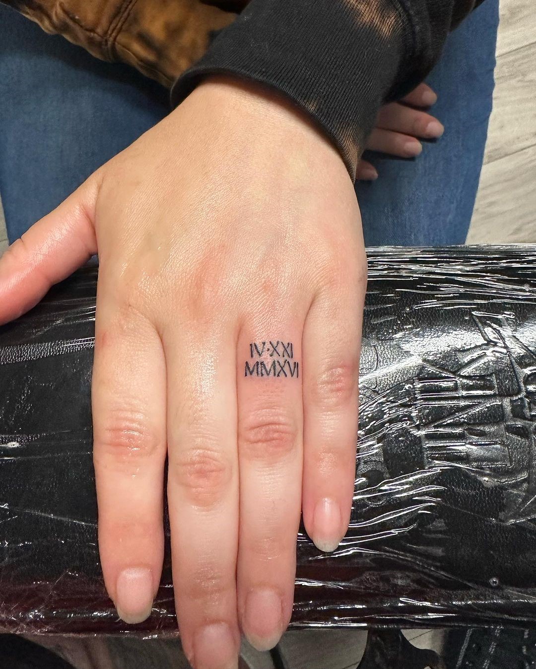 Roman Numerals Finger Tattoo