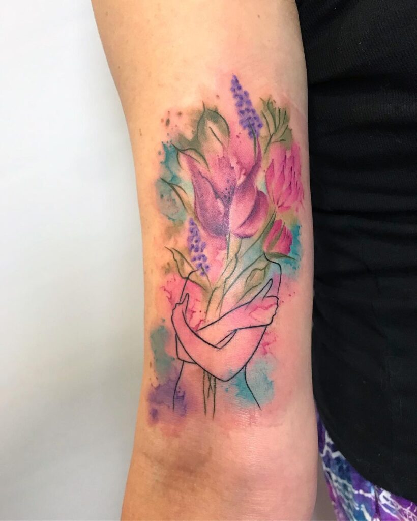 Watercolor Self Love Tattoo