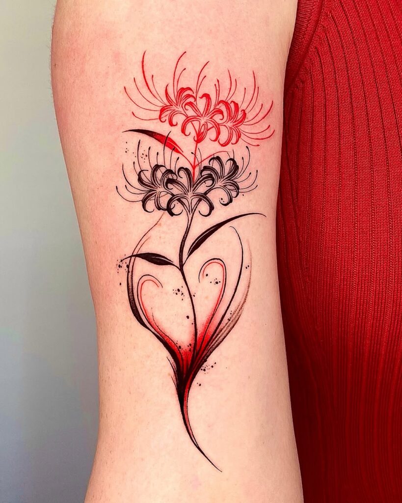 Black & Red Spider Lily Tattoo