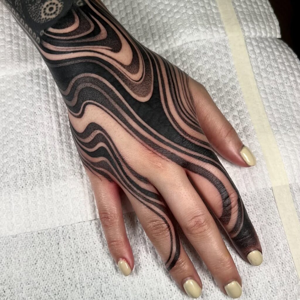 Suminagashi Full-Hand Tattoo