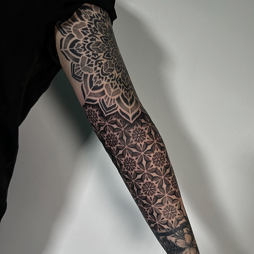 Mandala And Floral-Like Patterns Tattoo Sleeve