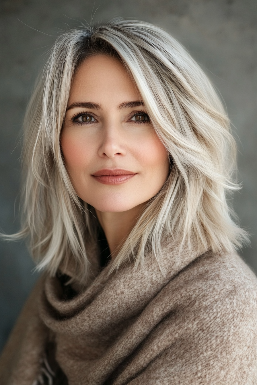 16. Airy Layered Lob with Wispy Ends in Beige Blonde (Long Bob Hairstyles With Layers For Women Over 40) - Long Bob Hairstyles With Layers For Women Over 40