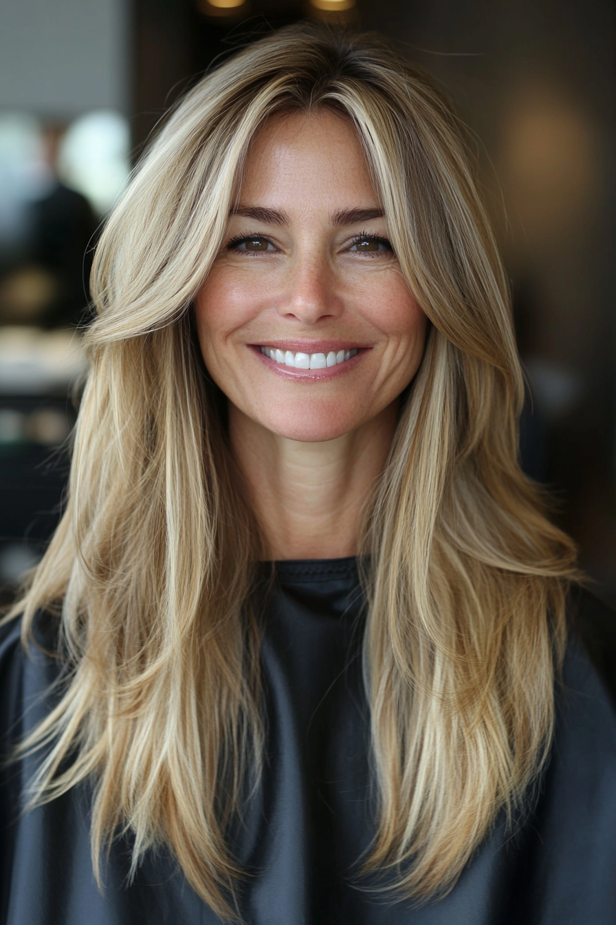 9. Wispy Ends with Light Golden Blonde (Long Straight Hairstyles For Women Over 50) - Long Straight Hairstyles For Women Over 50