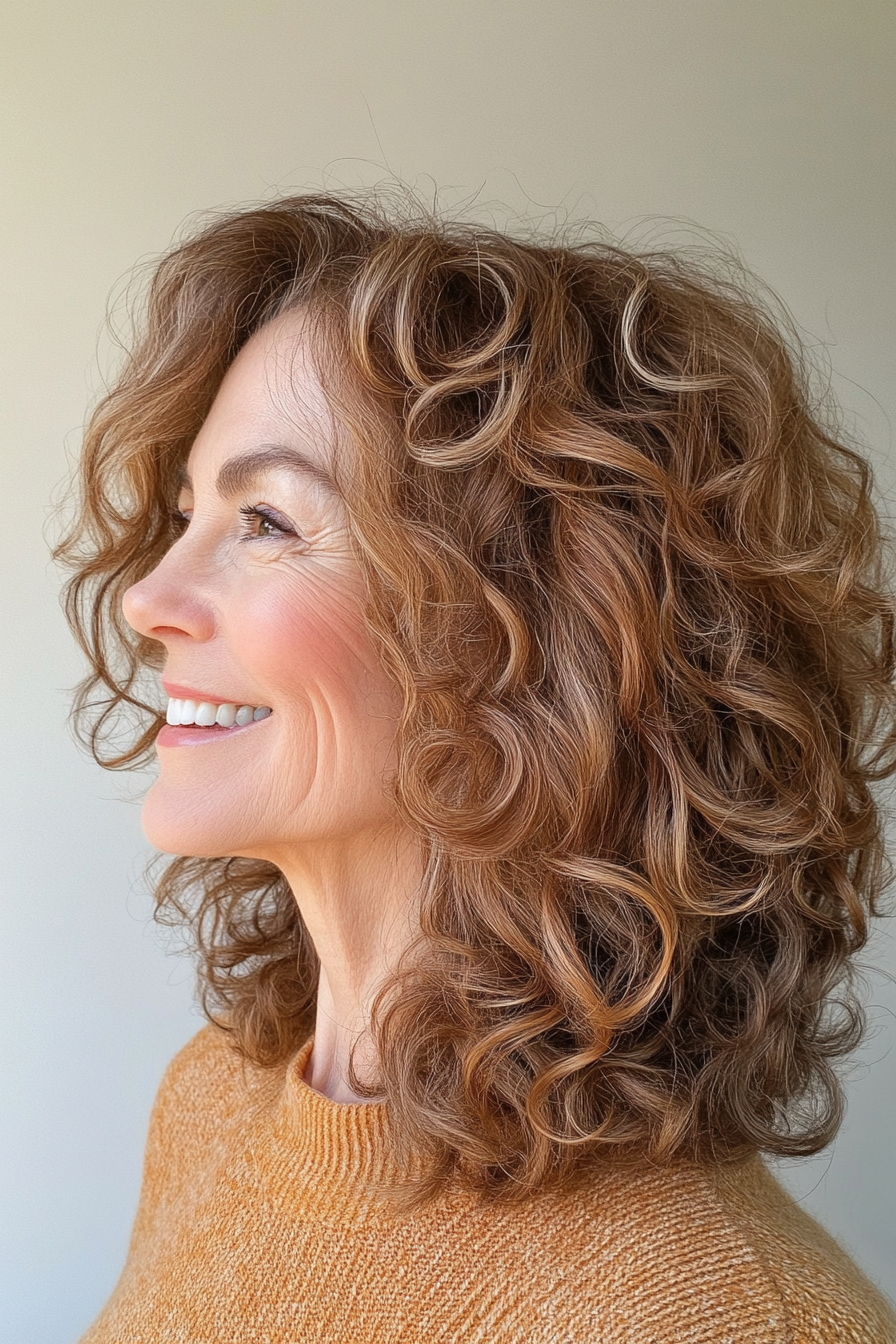 7. Soft Caramel Curly Crop (Sassy Haircuts For Older Women) - Sassy Haircuts For Older Women