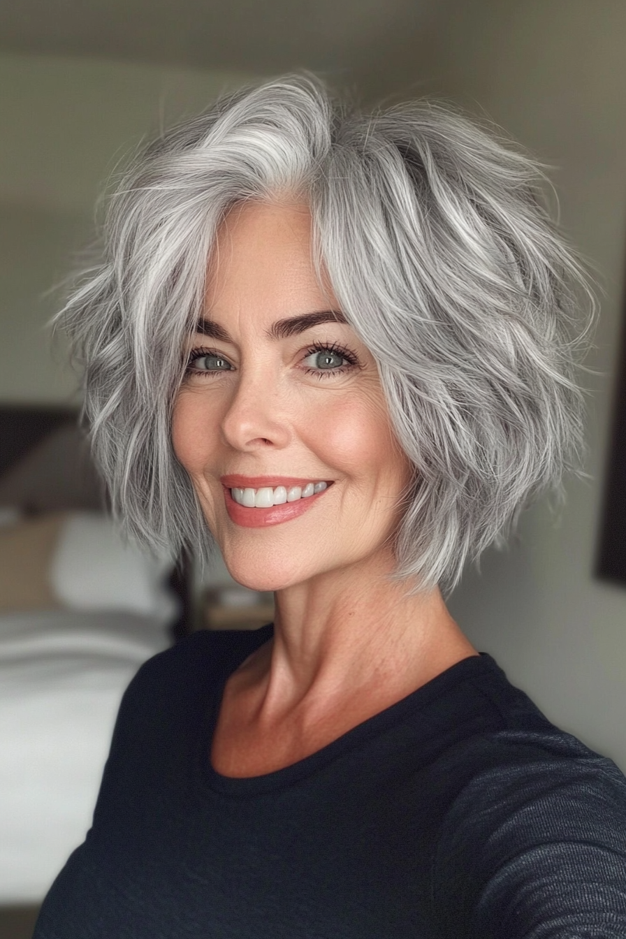 10. Natural Gray Shaggy Pixie (Sassy Haircuts For Older Women) - Sassy Haircuts For Older Women