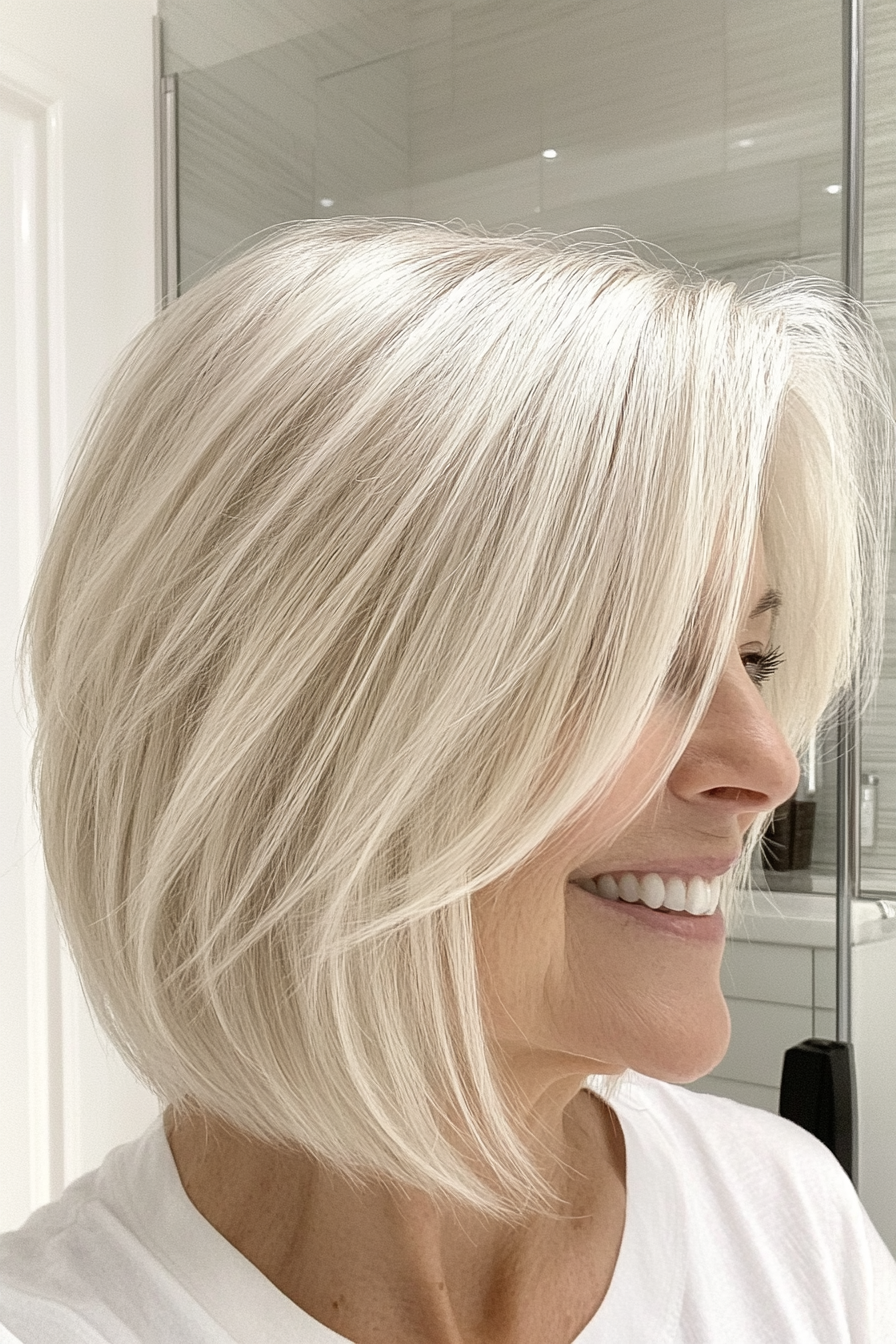 13. Icy Blonde Wispy Bob (Sassy Haircuts For Older Women) - Sassy Haircuts For Older Women