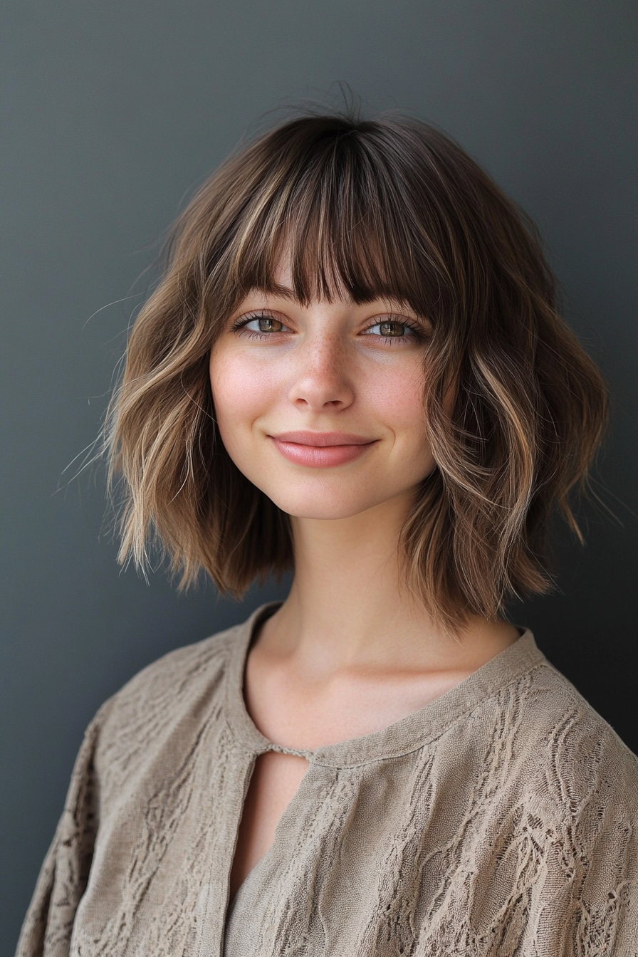 1. Ash Brown Shag with Choppy Bangs (Short Grunge Haircuts With Bangs) - Short Grunge Haircuts With Bangs
