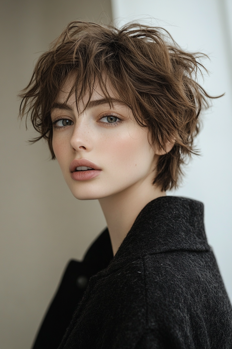 19. Chestnut Grunge Crop with Micro Fringe (Short Grunge Haircuts With Bangs) - Short Grunge Haircuts With Bangs