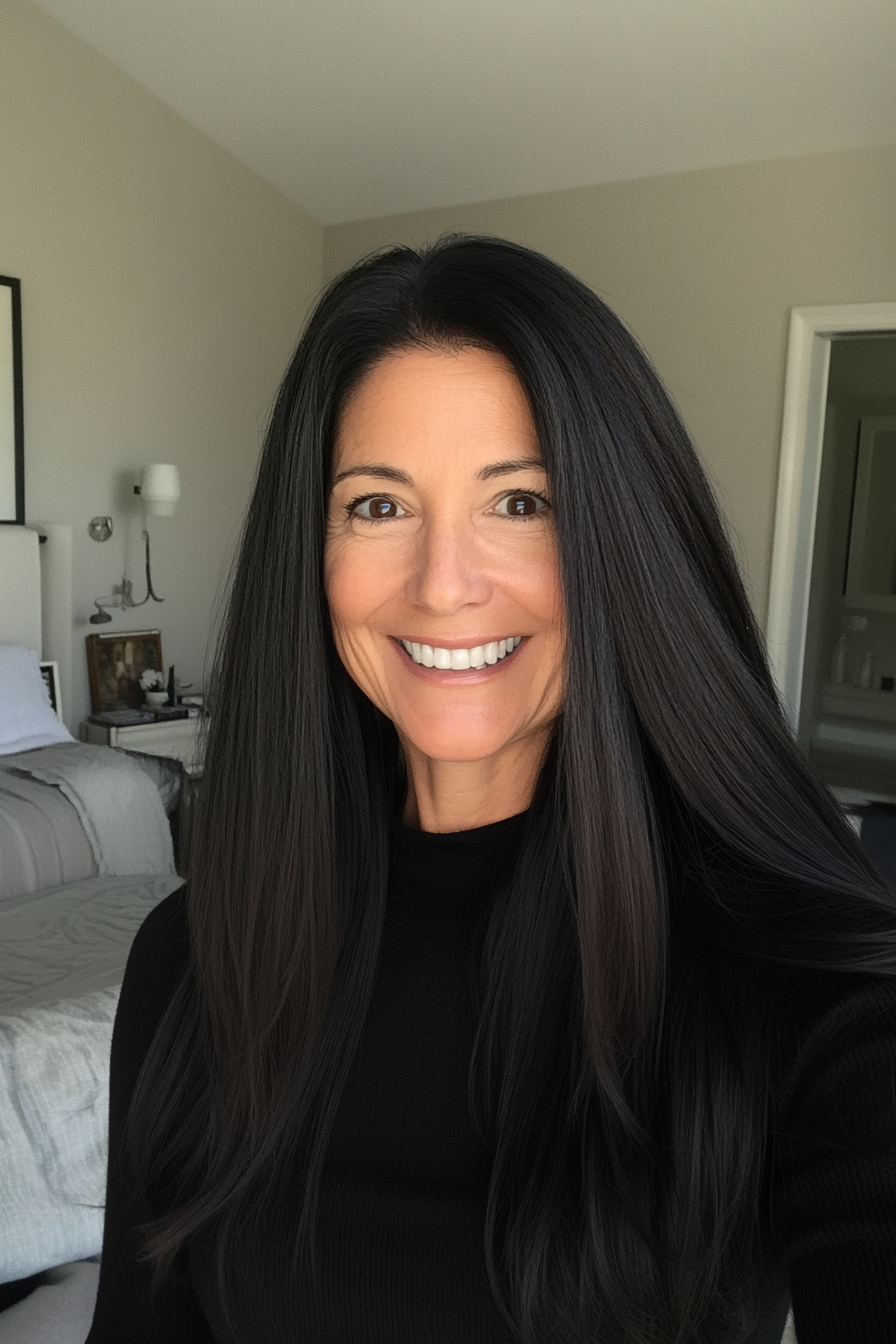 5. Textured U-Cut in Natural Black (Long Hairstyles For Women Over 50 With Thin Hair) - Long Hairstyles For Women Over 50 With Thin Hair