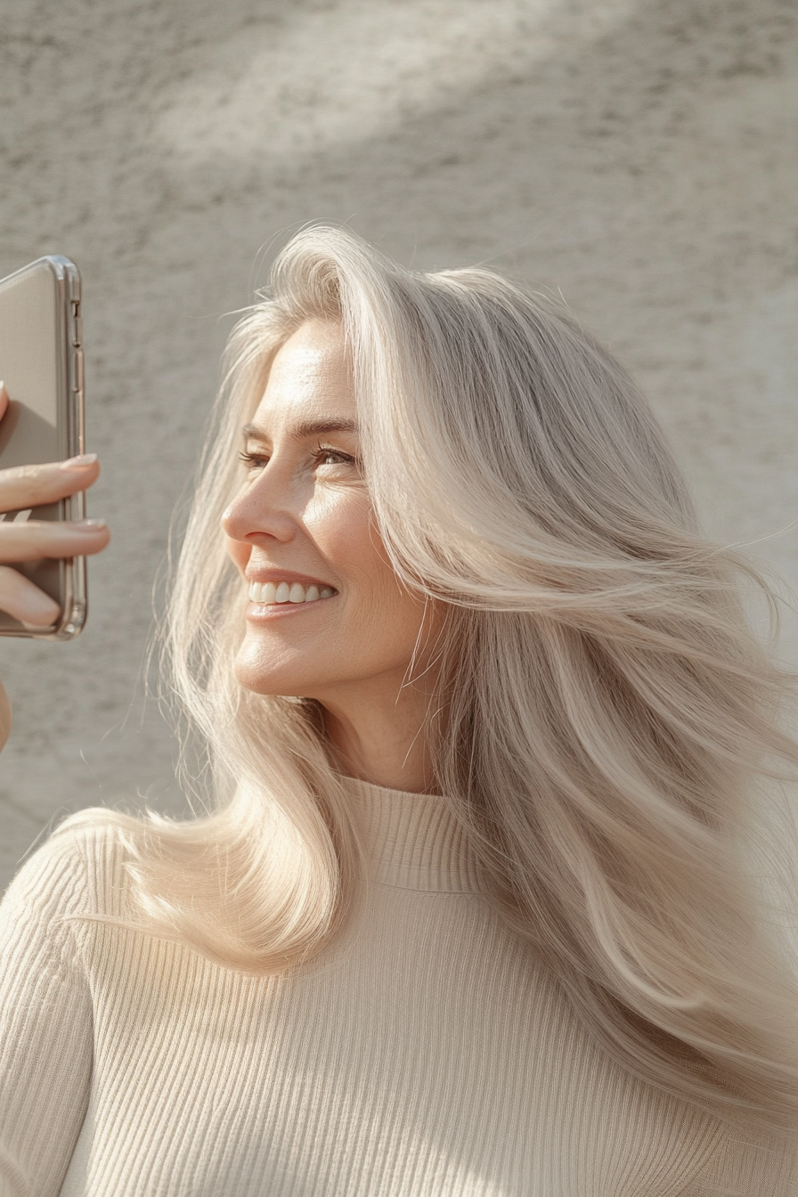 15. Airy Layers in Champagne Blonde (Long Hairstyles For Women Over 50 With Thin Hair) - Long Hairstyles For Women Over 50 With Thin Hair