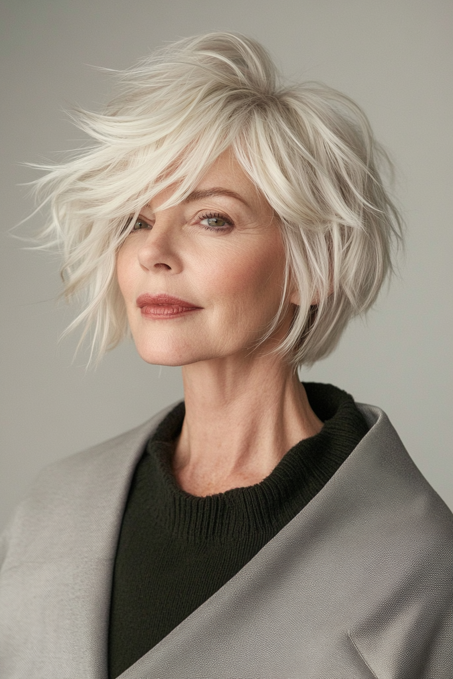 18. Soft Undercut Bob in Ash Blonde (Short Messy Haircuts For Women Over 60) - Short Messy Haircuts For Women Over 60