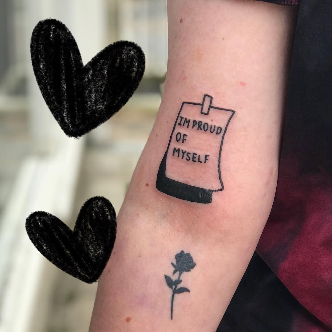 Empowering self-love tattoo showcasing pride and beauty