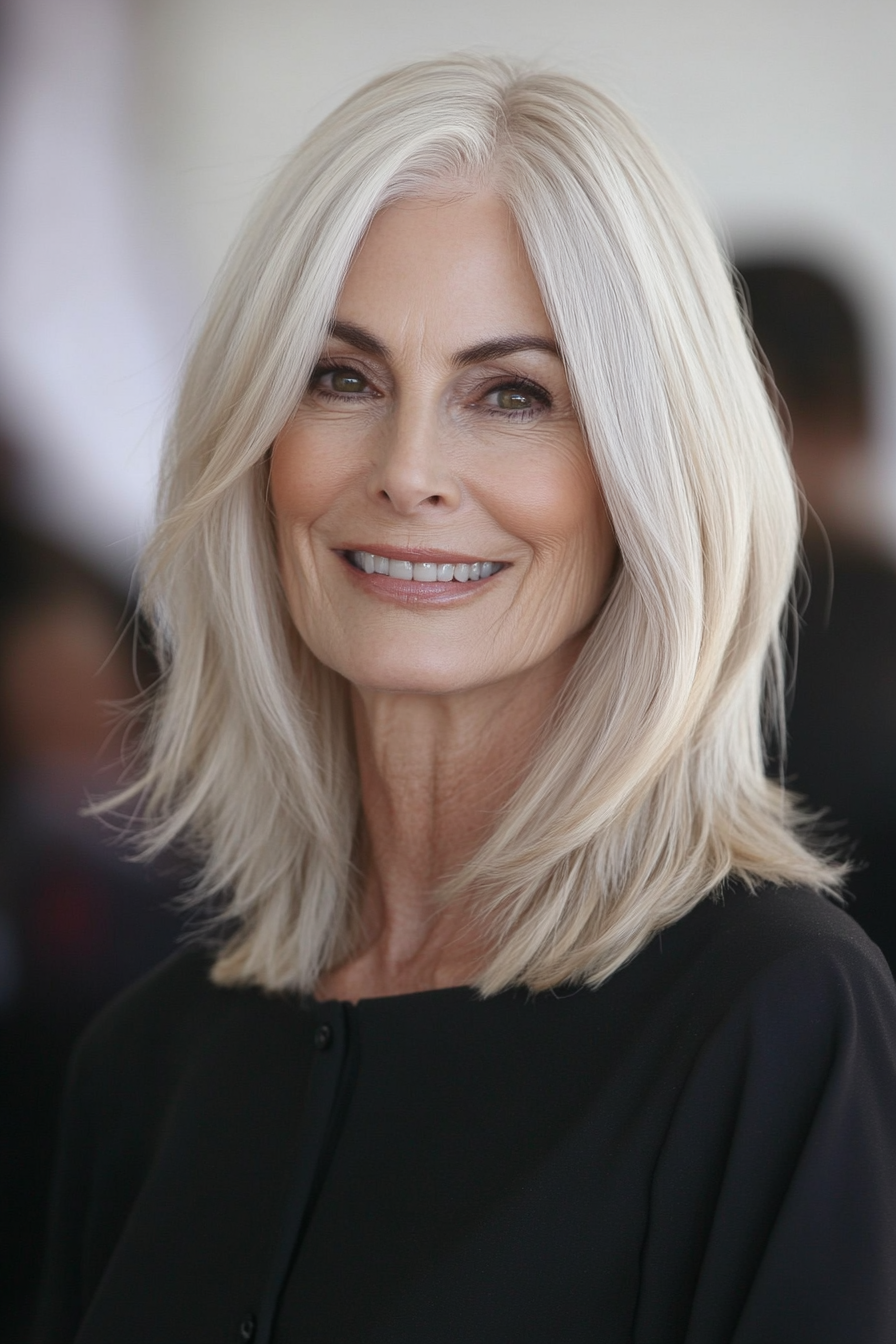 3. Classic Blonde Shoulder-Length Lob (Haircut Ideas For Women Over 60) - Haircut Ideas For Women Over 60