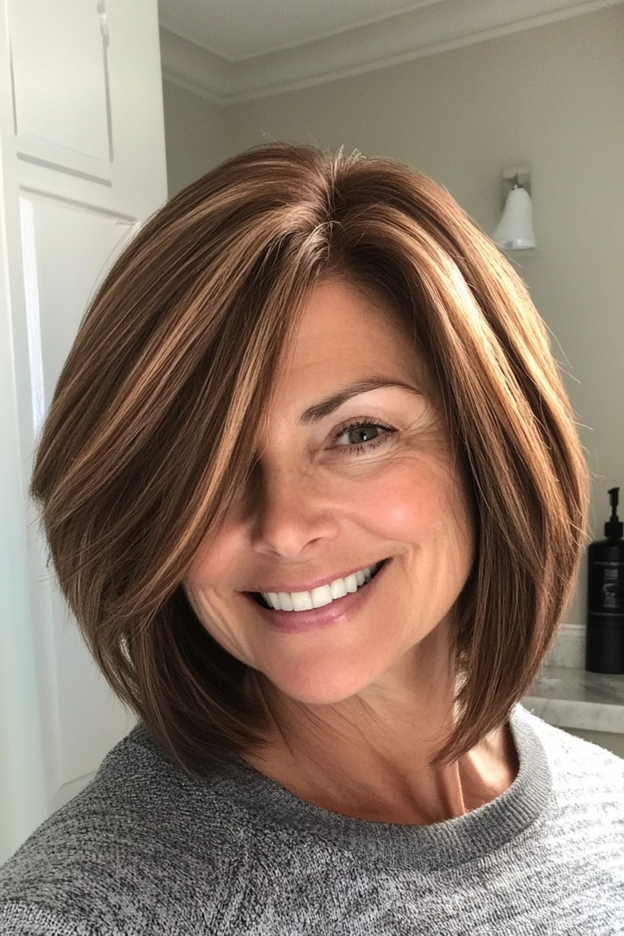 10. Caramel Brown Tapered Cut (Haircut Ideas For Women Over 60) - Haircut Ideas For Women Over 60