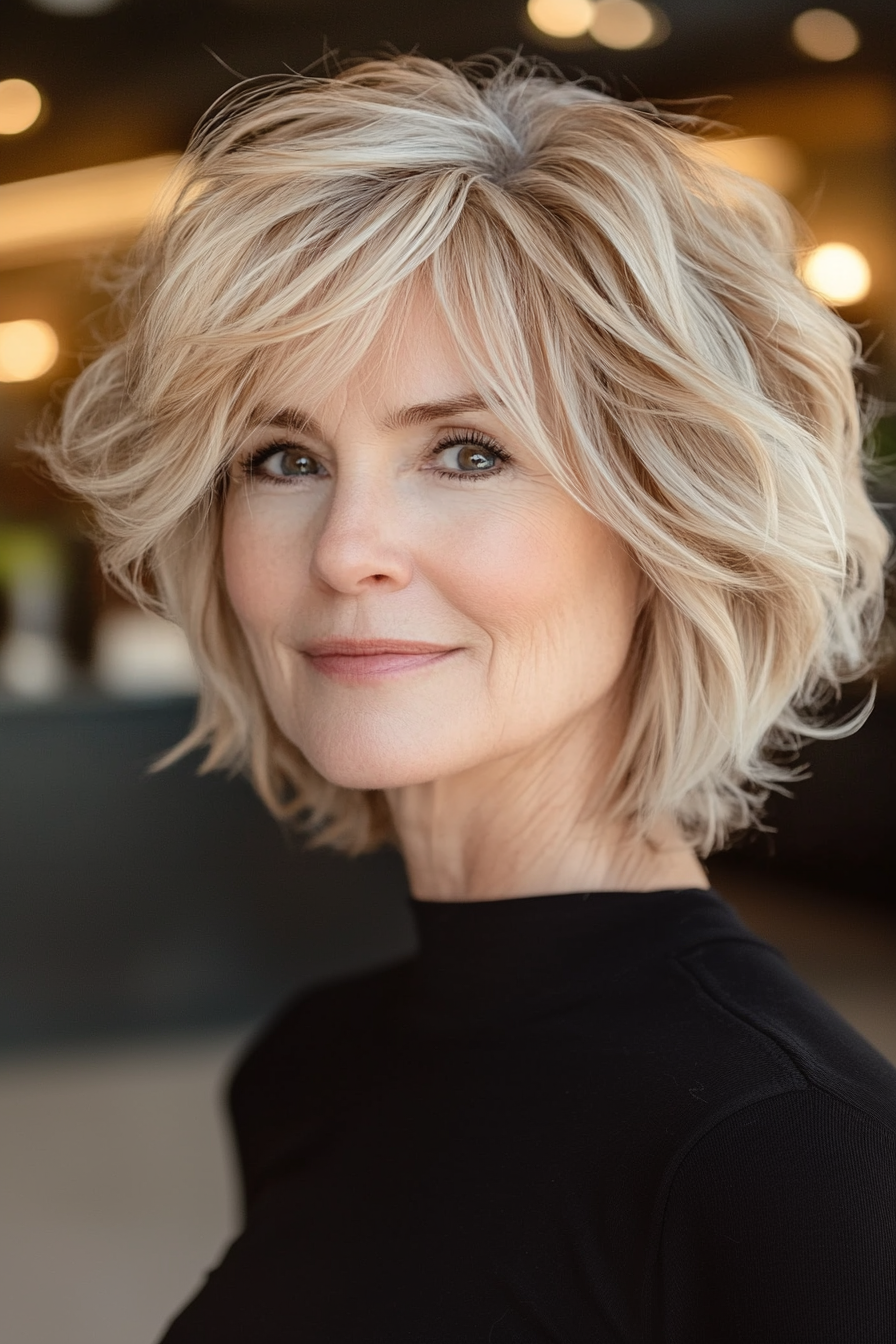 13. Golden Blonde Short Shag (Haircut Ideas For Women Over 60) - Haircut Ideas For Women Over 60