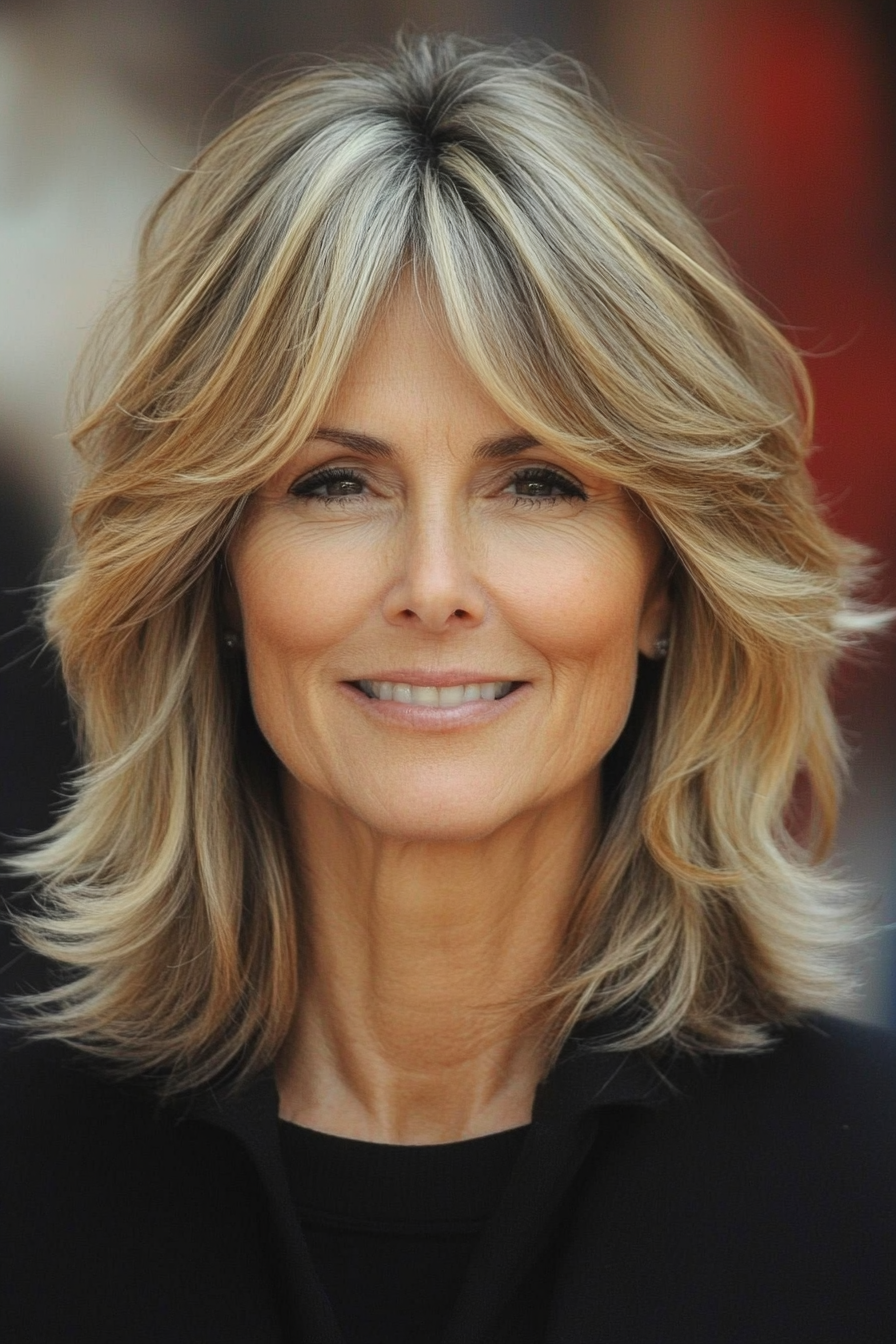 18. Dark Blonde Shoulder-Length Layers (Haircut Ideas For Women Over 60) - Haircut Ideas For Women Over 60