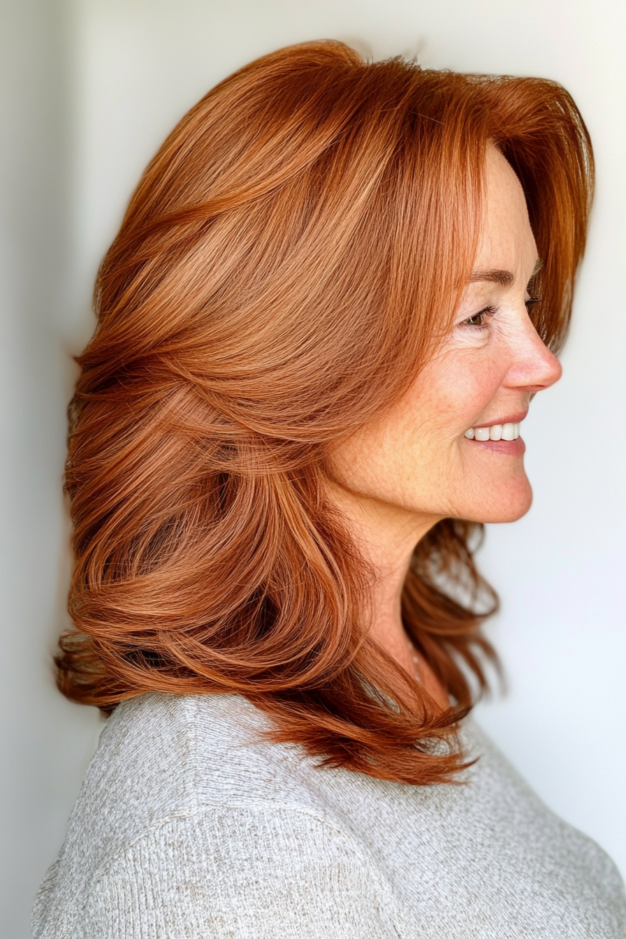 19. Soft Auburn Layered Cut (Haircut Ideas For Women Over 60) - Haircut Ideas For Women Over 60