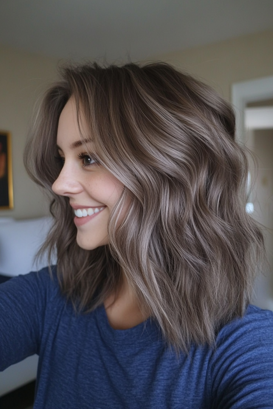 1. Soft Shag with Ash Brown Tones (Hairstyles For Medium Length Wavy Hair) - Hairstyles For Medium Length Wavy Hair