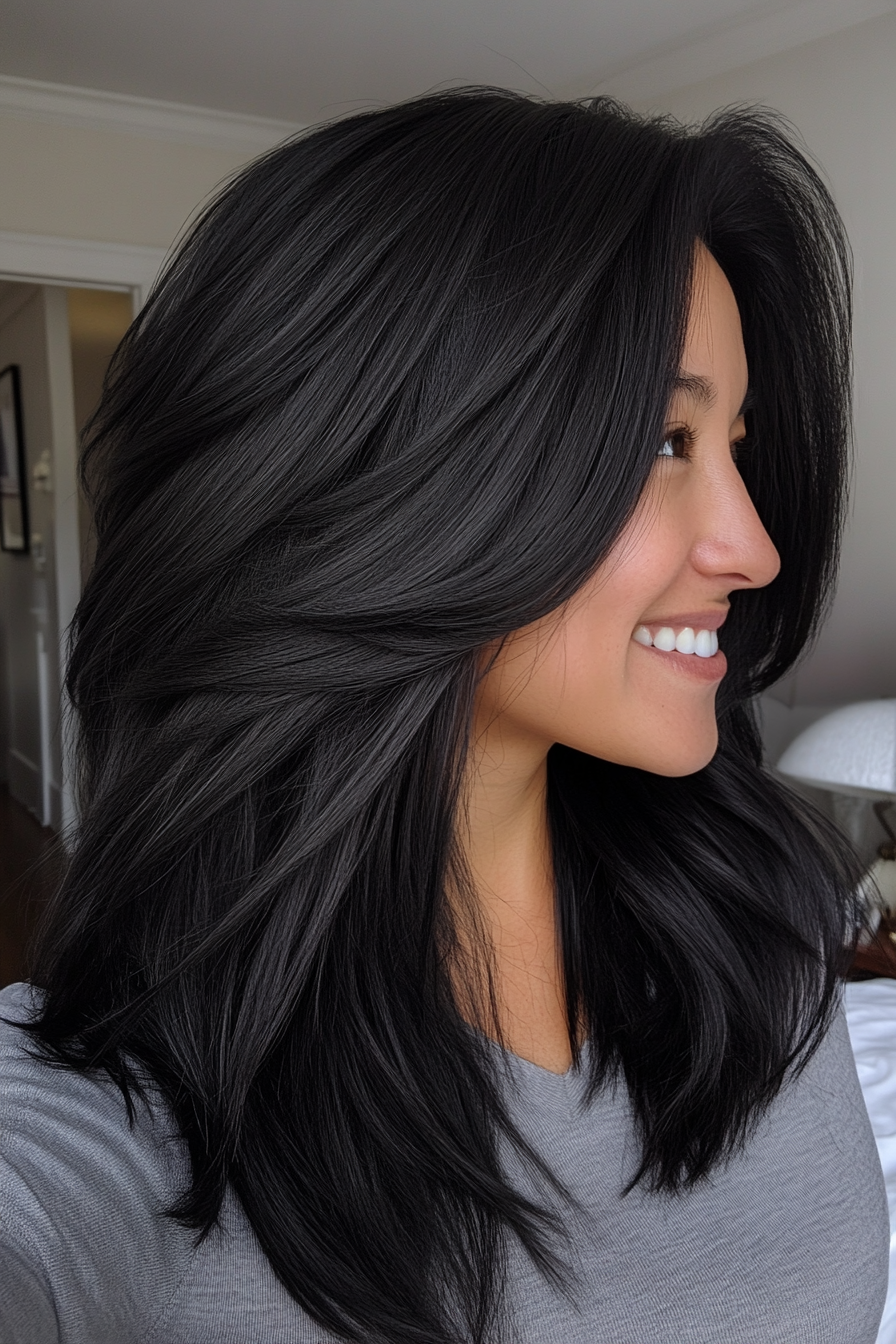 6. Buttered Black Tapered Layers (Hairstyles For Thick Hair) - Hairstyles For Thick Hair