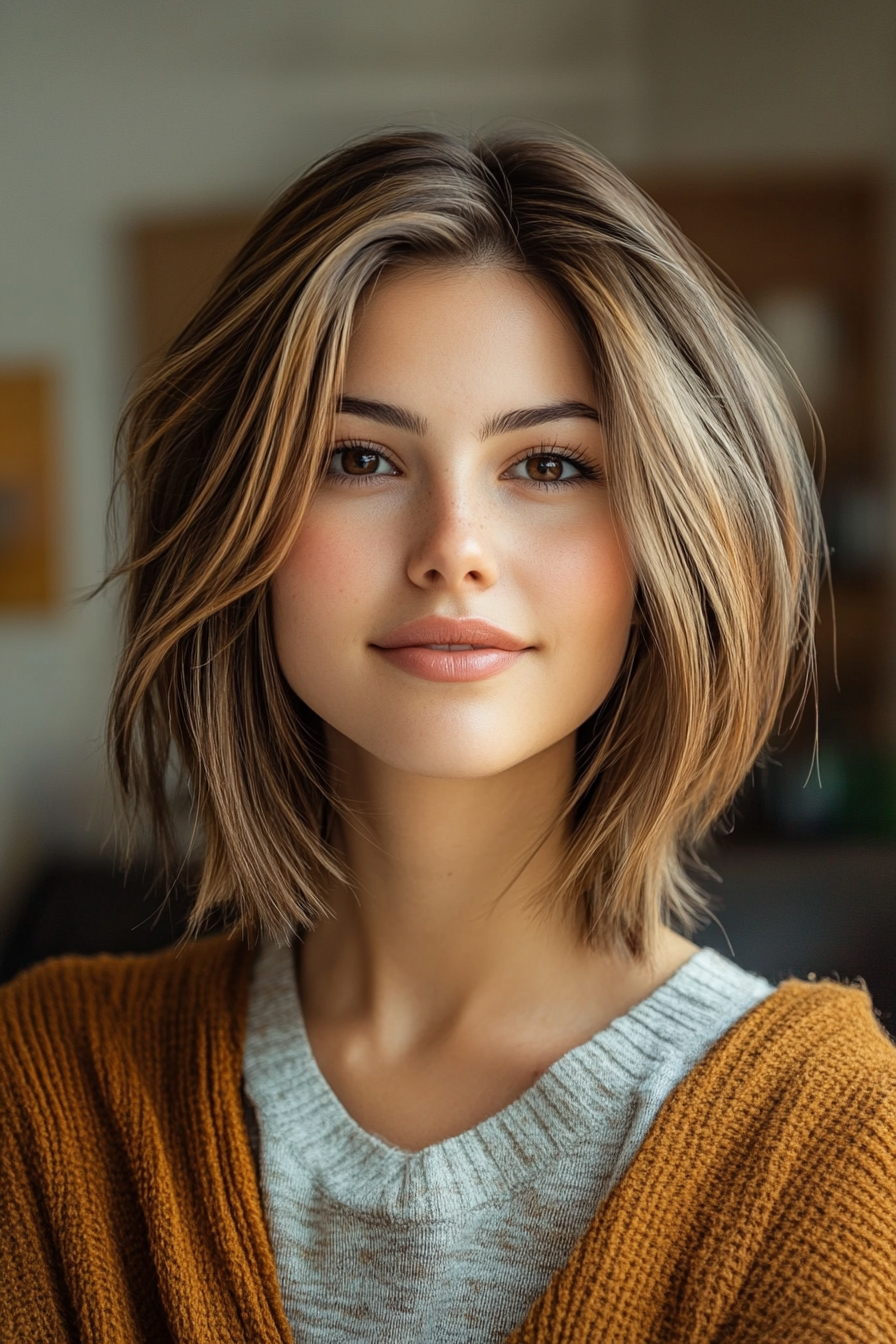 17. Caramel Stacked Bob (Hairstyles For Thick Hair) - Hairstyles For Thick Hair