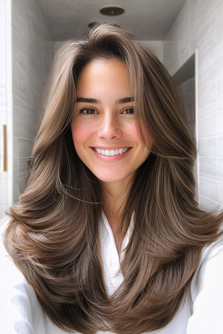 18. Soft Brown Face-Framing Layers (Hairstyles For Thick Hair) - Hairstyles For Thick Hair