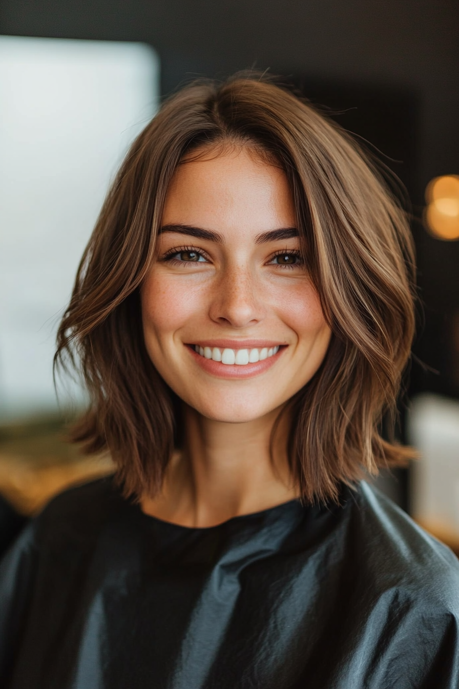 19. Natural Brunette Undercut Lob (Hairstyles For Thick Hair) - Hairstyles For Thick Hair